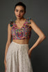 Off-White Embroidered Back Tie-Up Choli With Sharara